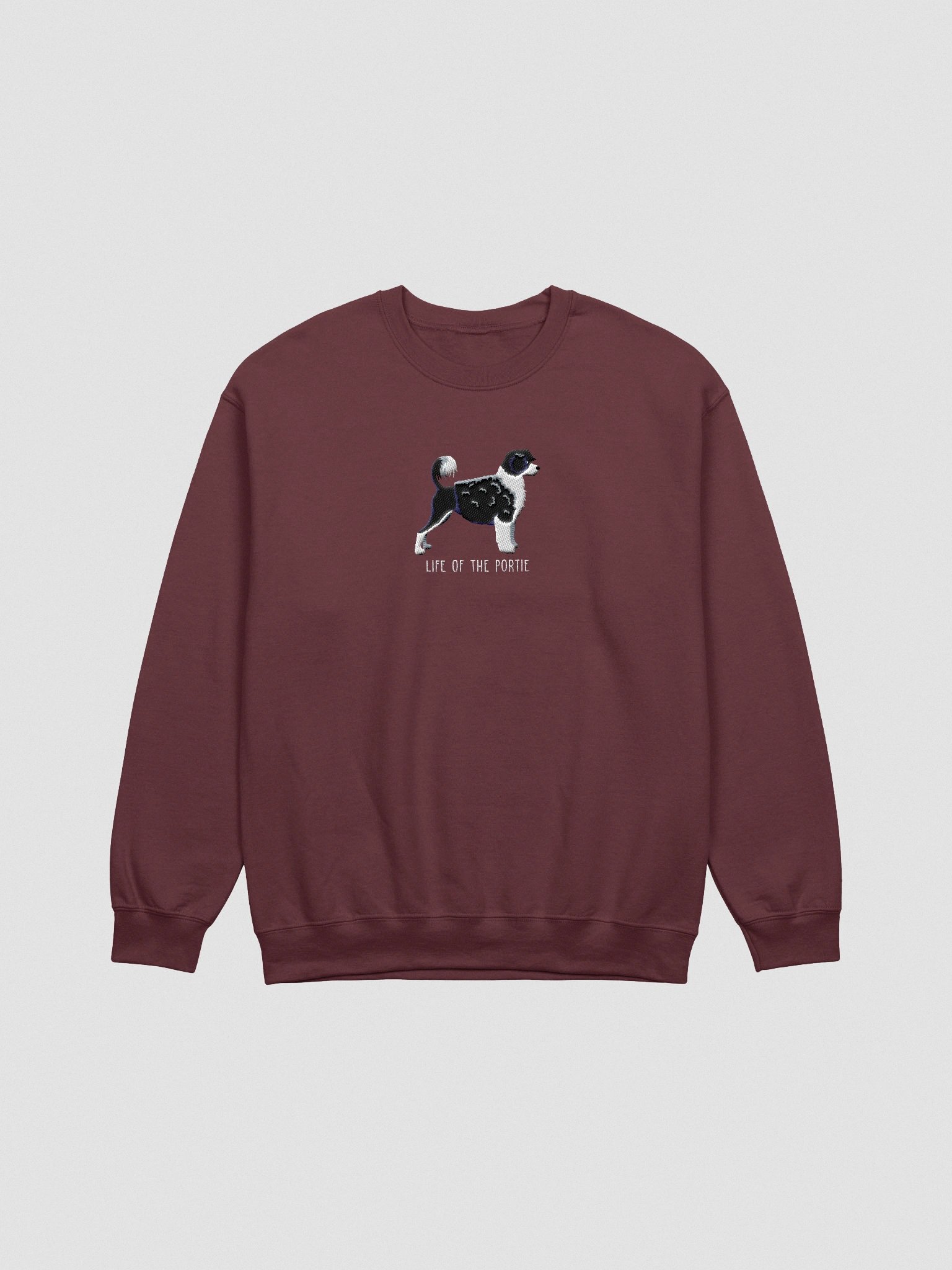 Life of the Portie Sweatshirt (Embroidered) of a Portuguese Water Dog(Black & White) product image (4)