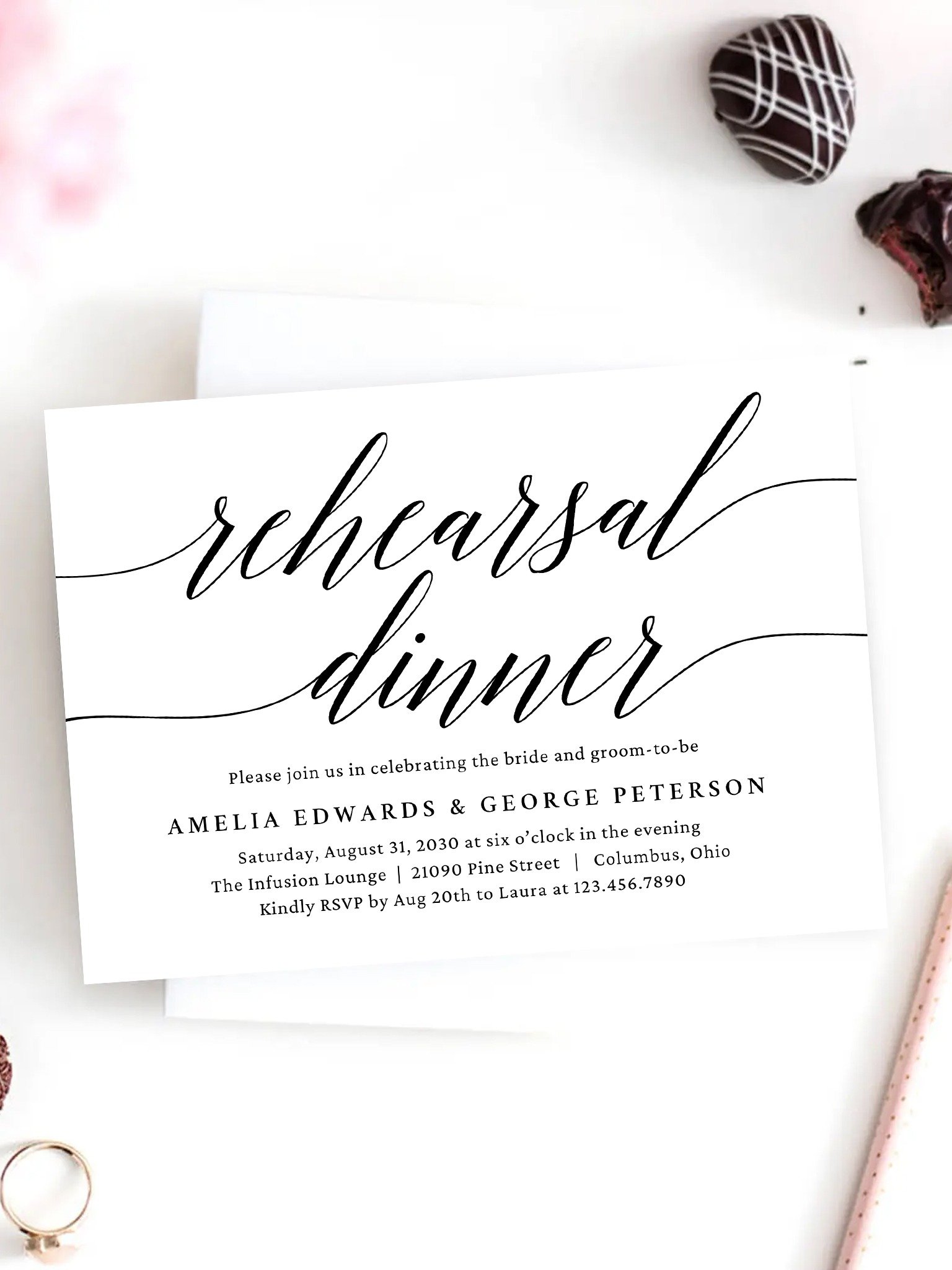 Modern Script Rehearsal Dinner Invitation Canva Template MSC product image (2)