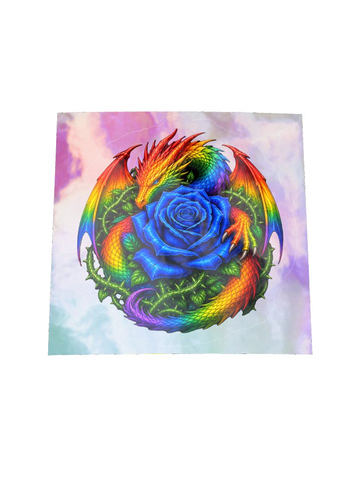 Rainbow Dragon & Blue Rose Holographic Sticker product image (1)
