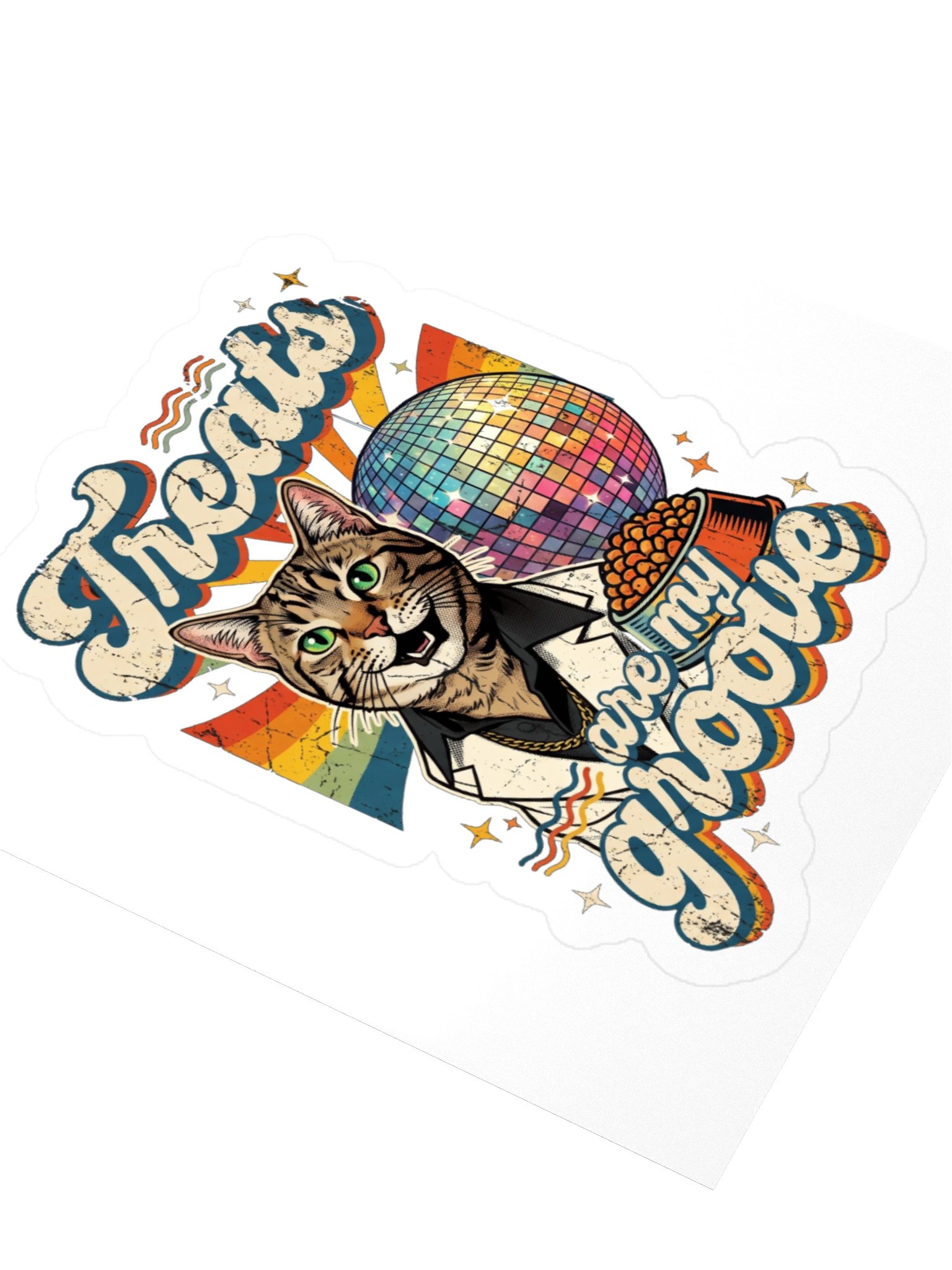 Treats Are My Groove Retro Disco Cat Sticker product image (9)