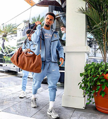 Ethan Nwaneri arriving at the England camp in Florida ahead of the World Cup.