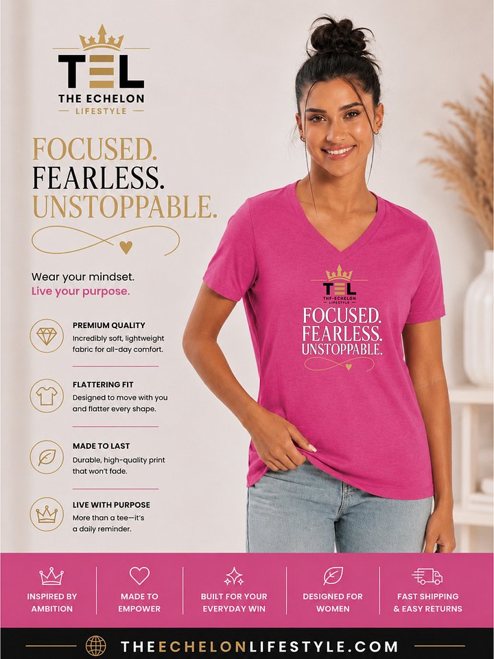 Focused. Fearless. Unstoppable.™ Women’s V-Neck Tee product image (1)