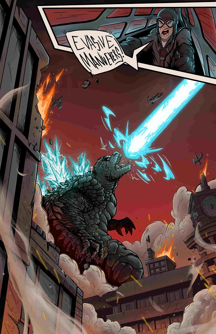 "Evasive Manuevers!" | Godzilla Art Print product image (2)