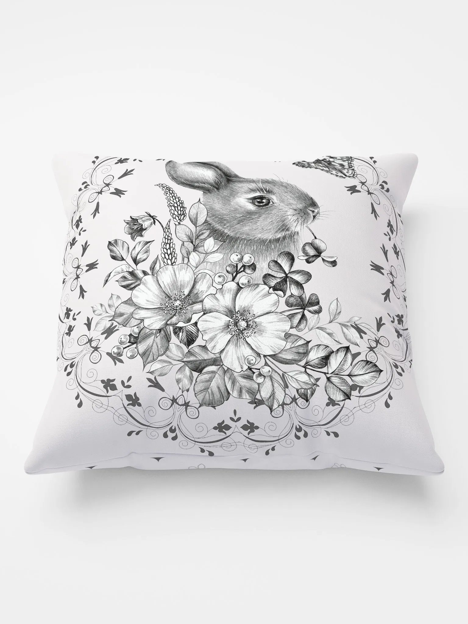 Floral Rabbit Print Pillow product image (2)