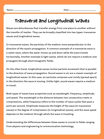 Understanding Transverse and Longitudinal Waves – Reading Comprehension and QCM product image (1)