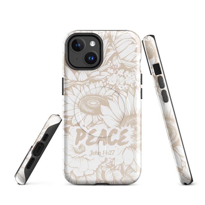 Peace I Leave with You John 14:27, Inspirational Gift, Tough MagSafe® iPhone® Magnetic Case Scripture, Sunflower Bible Verse, iPhone 14, 15, 16, 17, Pro, Pro Max, Plus Cases. product image (1)