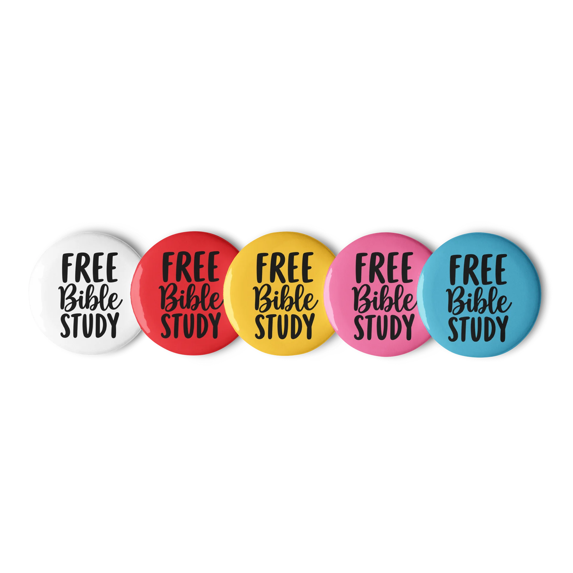 Free Bible Study – 5 Colorful Ministry Buttons Pin Set product image (2)