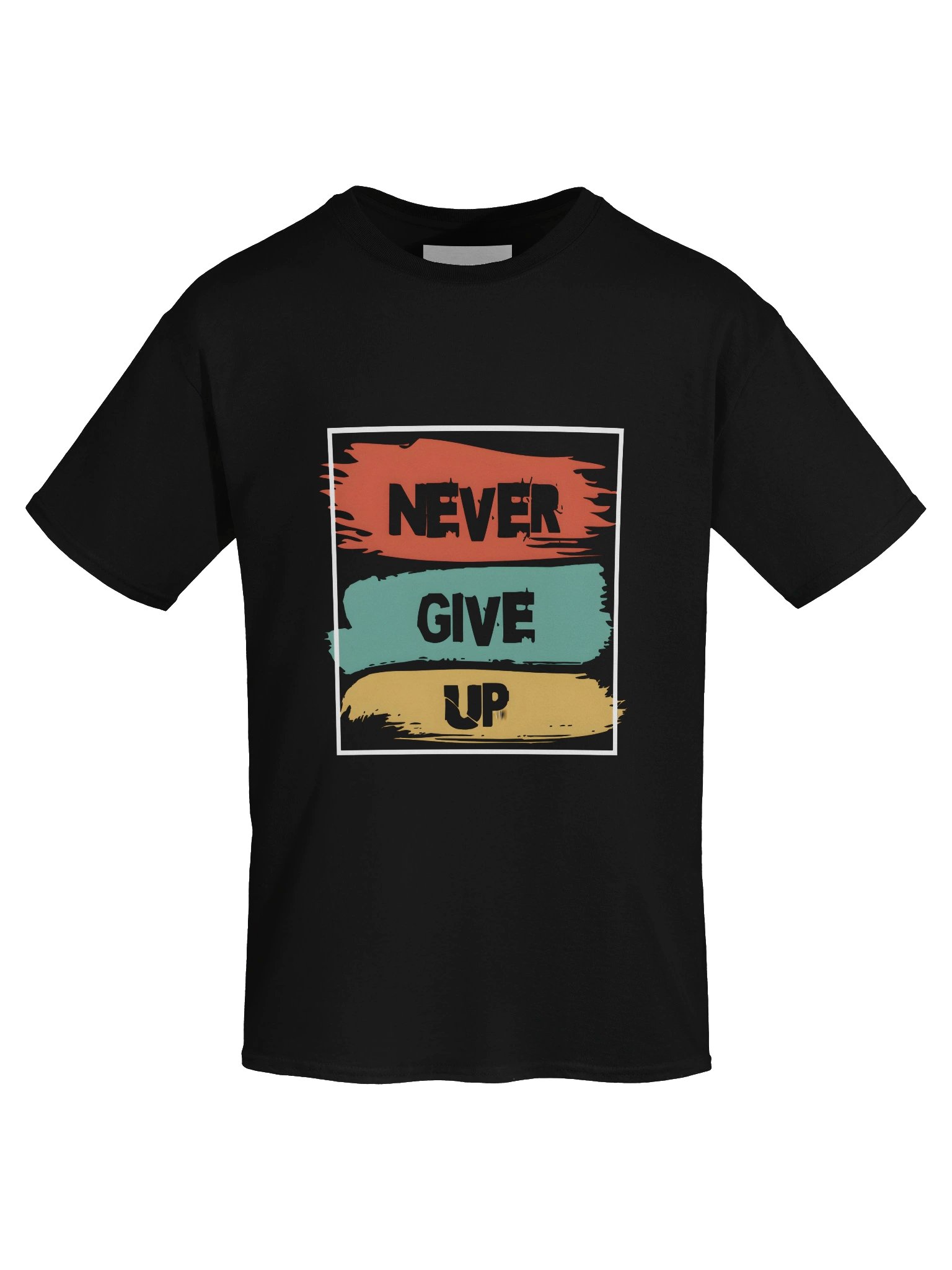 "Never Give Up" T-Shirt – Black Oversized Motivational Graphic Tee product image (5)