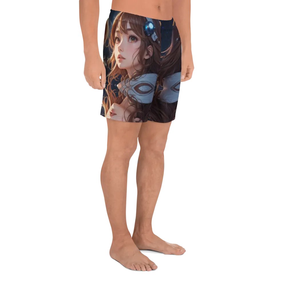 556-Anime Shorts-All-Over Print Athletic Shorts, Sublicolor 304-Polyester, Spandex-Spring Break-Galactic Dreams: A Bright Journey product image (2)