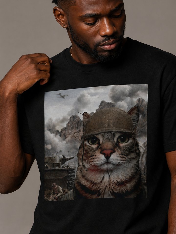 War Cat Meme T-Shirt | Funny Battle Cat Graphic Tee for Cat Lovers product image (2)