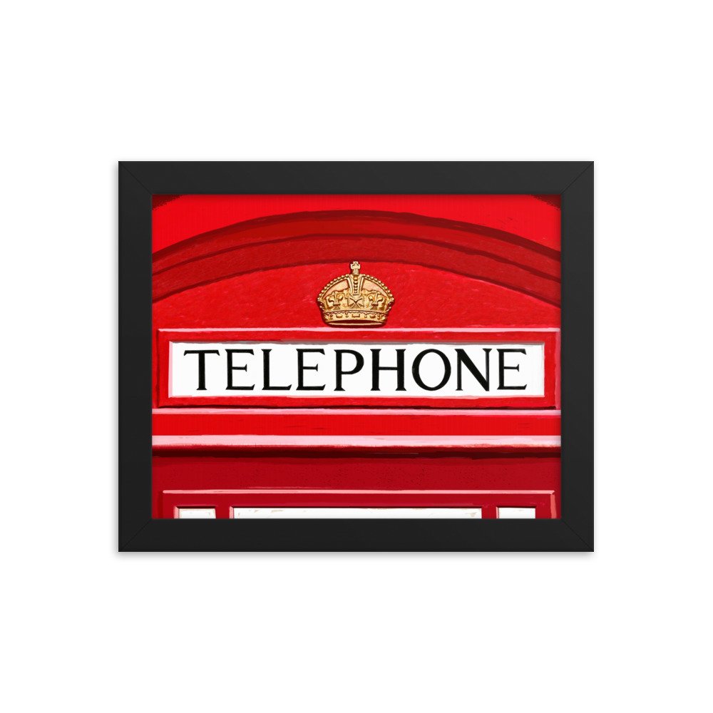 British Phone Booth Sign Studio Framed Print product image (1)
