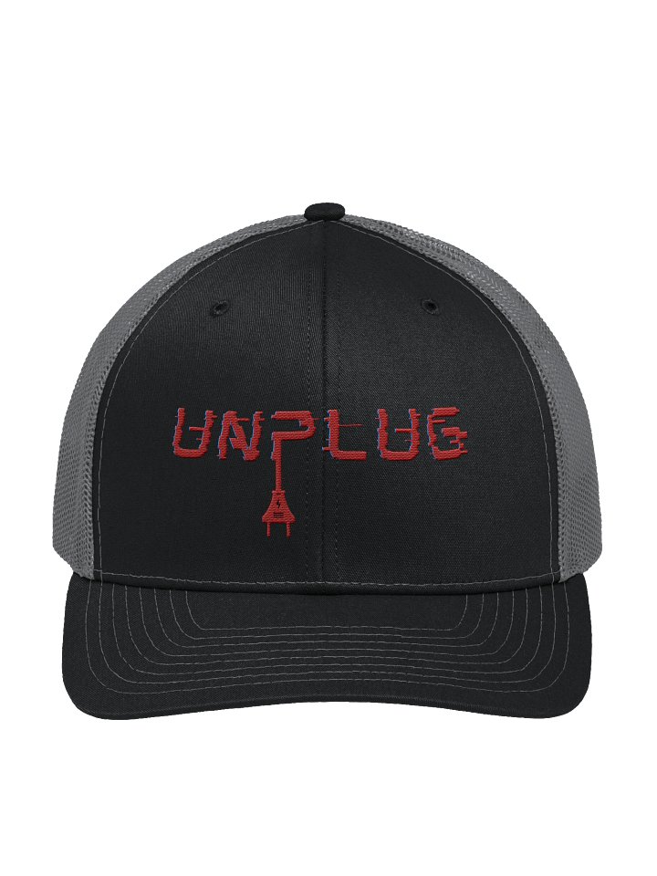 UNPLUG Text Logo Embroidered Trucker Hat product image (1)