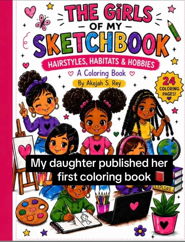 What started as little sketches in a notebook became an actual published coloring book on Amazon 💖✨ Introducing The Girls of My Sketchbook: Hairstyles, Habitats & Hobbies 🎨 Fun hairstyles 🌸 Creative hobbies ✨ Girls kids can relate to 💖 Created with imagination and love Please support a young creator by liking, sharing, commenting, and checking it out on Amazon 📚✨ Would your child color this? 👀💕 #ColoringBook #KidsBooks #AmazonBooks #BookTok #ColoringPages               