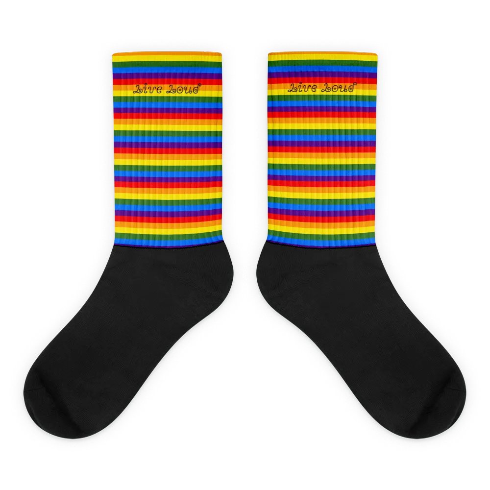 Vibrant Rainbow Stripes Sublimated Socks product image (1)