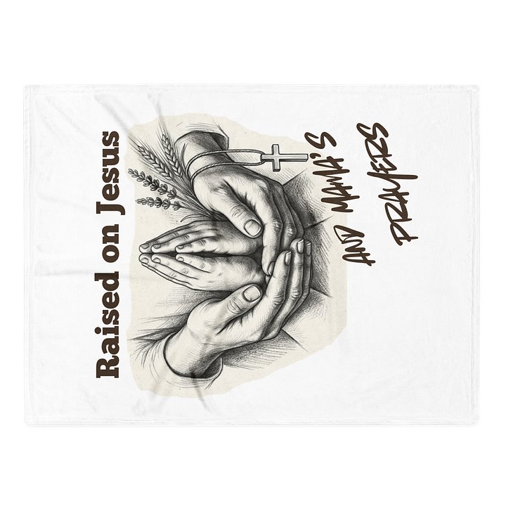 "Raised on Jesus & Mama’s Prayers" Christian Fleece Throw Blanket product image (2)