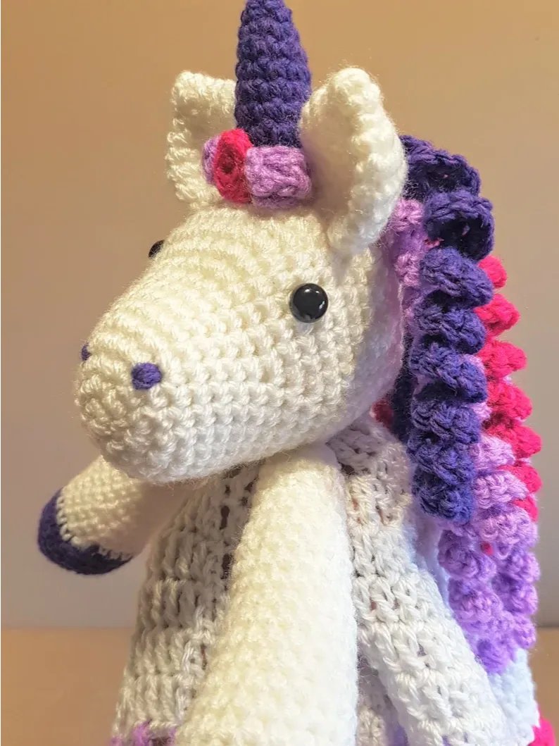Maria The Unicorn Baby Lovey Security Blanket Crochet Pattern - Crafting Happiness product image (6)