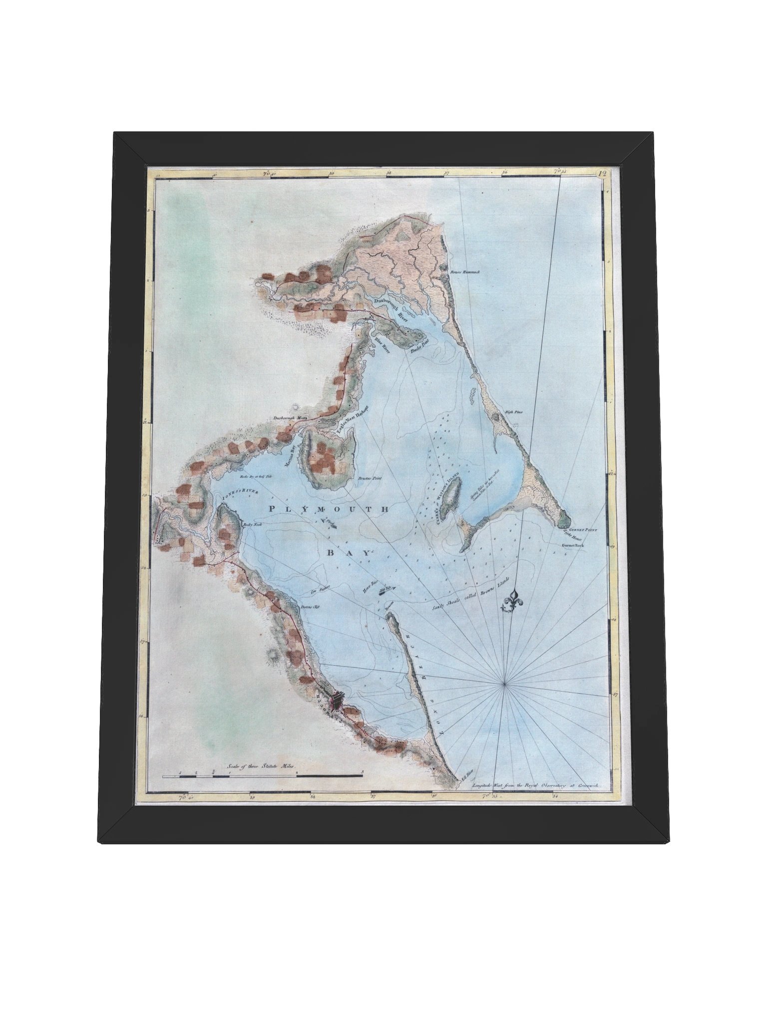 Plymouth Bay Nautical Chart Framed Poster product image (19)