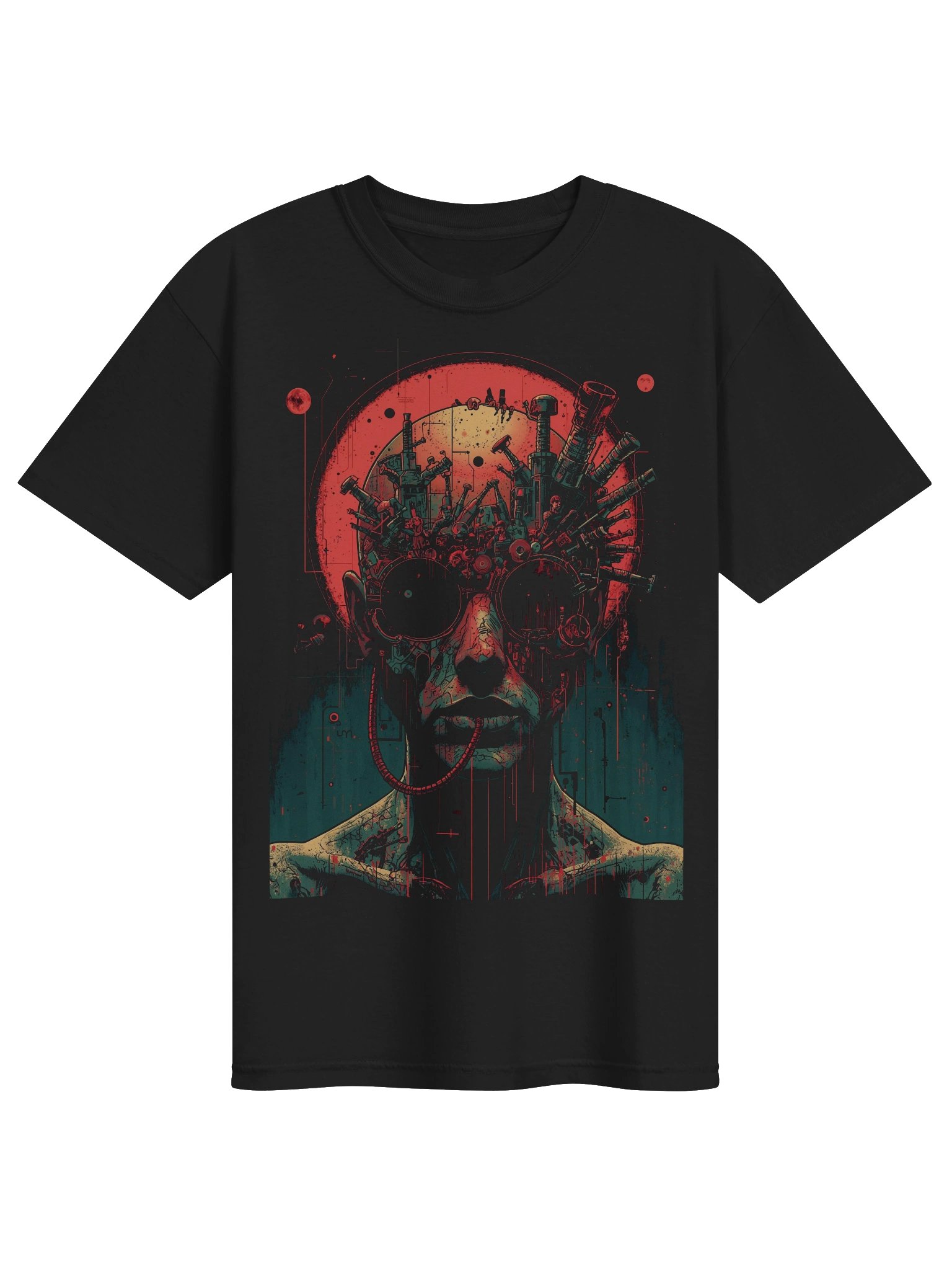 Cyberpunk Biomech Portrait Heavyweight T-Shirt product image (1)