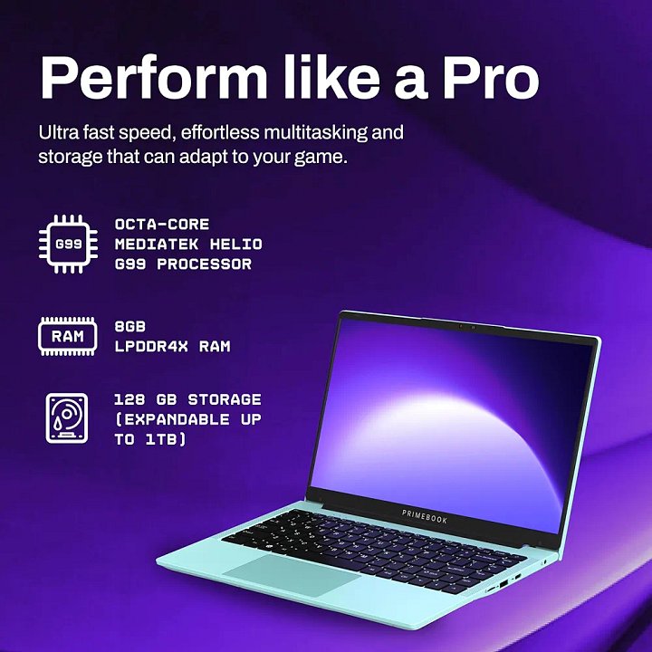 Primebook 2 Pro 2025 (New Launch) | 8GB RAM, 128GB UFS Storage | 14.1-Inch FHD IPS Display | 14 Hours Battery | MediaTek Helio G99 | Android 15 (PrimeOS 3.0) | Backlit Keyboard | in-Built AI (Aqua) product image (1)