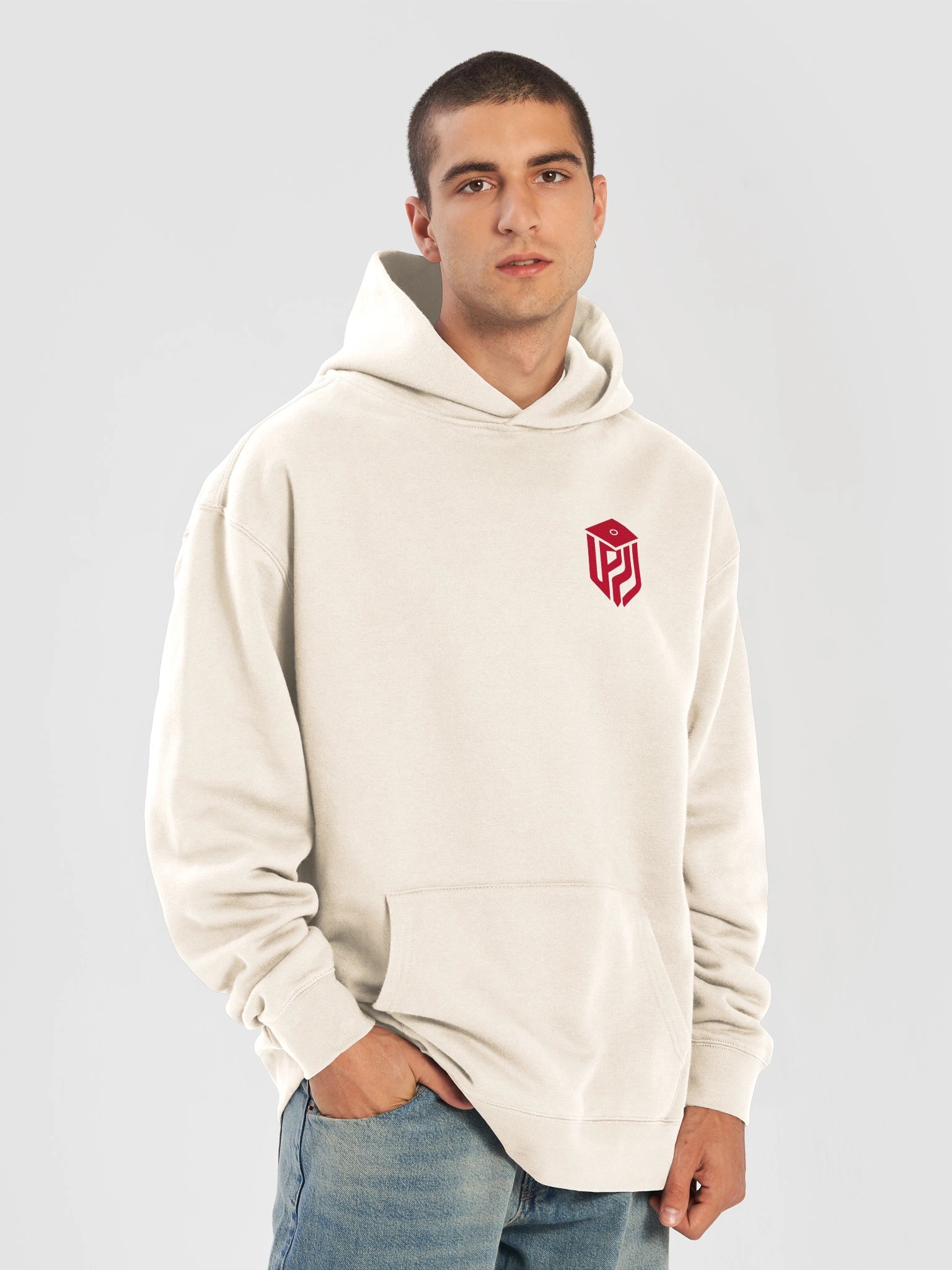 PB&G Minimal Red Emblem Relaxed Hoodie product image (2)