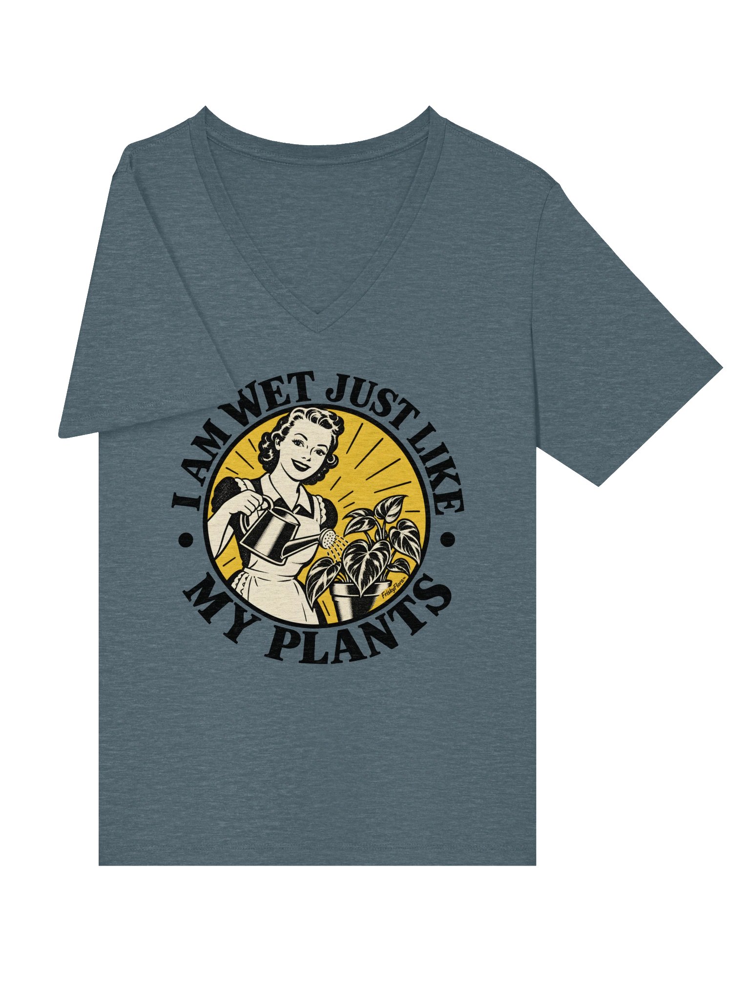 Frisky Flora Retro Plant Lover V-Neck Tee product image (4)