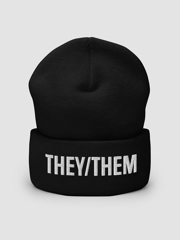 They/Them Embroidered Cuffed Beanie product image (2)