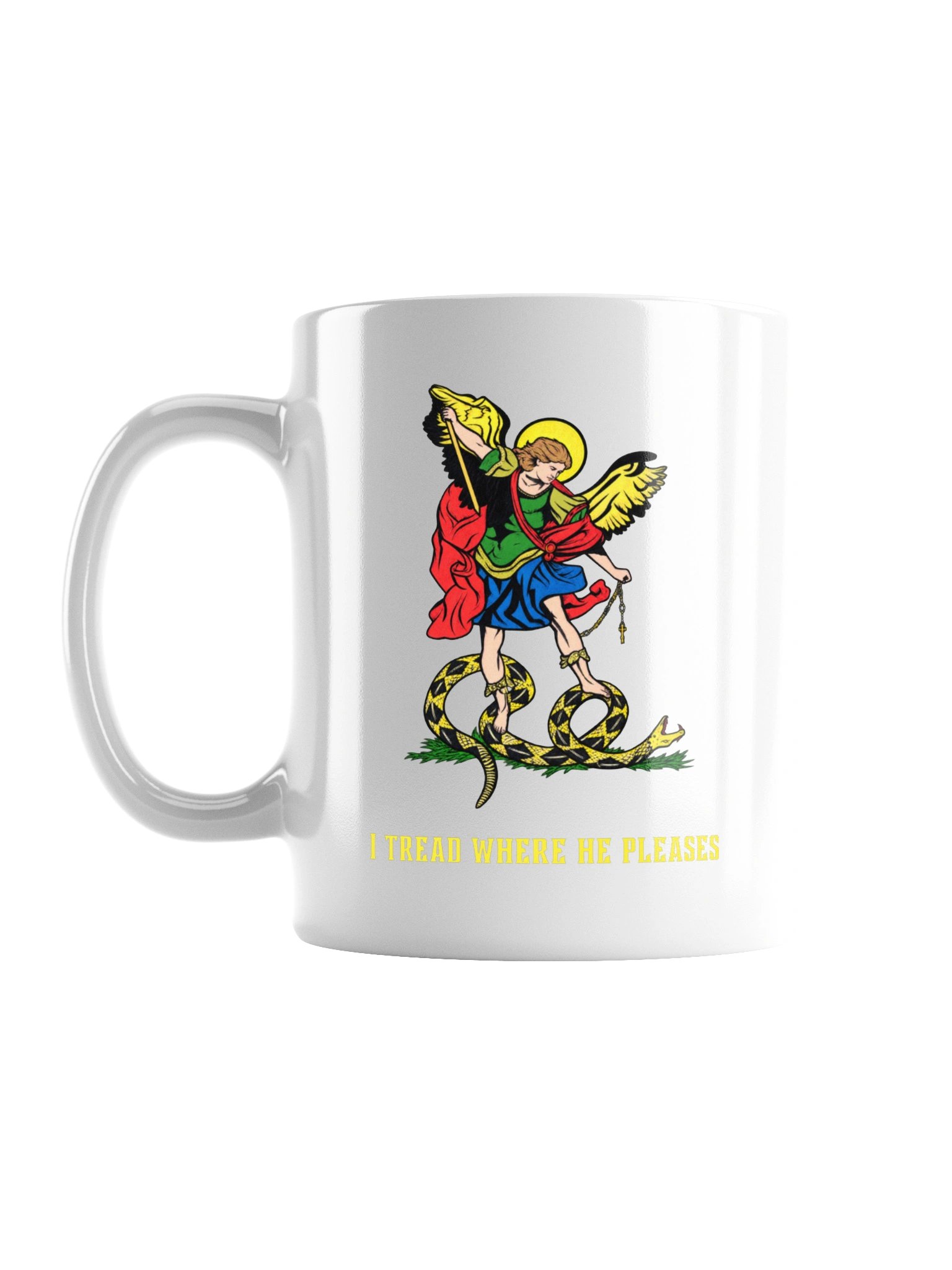 Saint Michael 'I tread where He pleases' - White Mug product image (2)