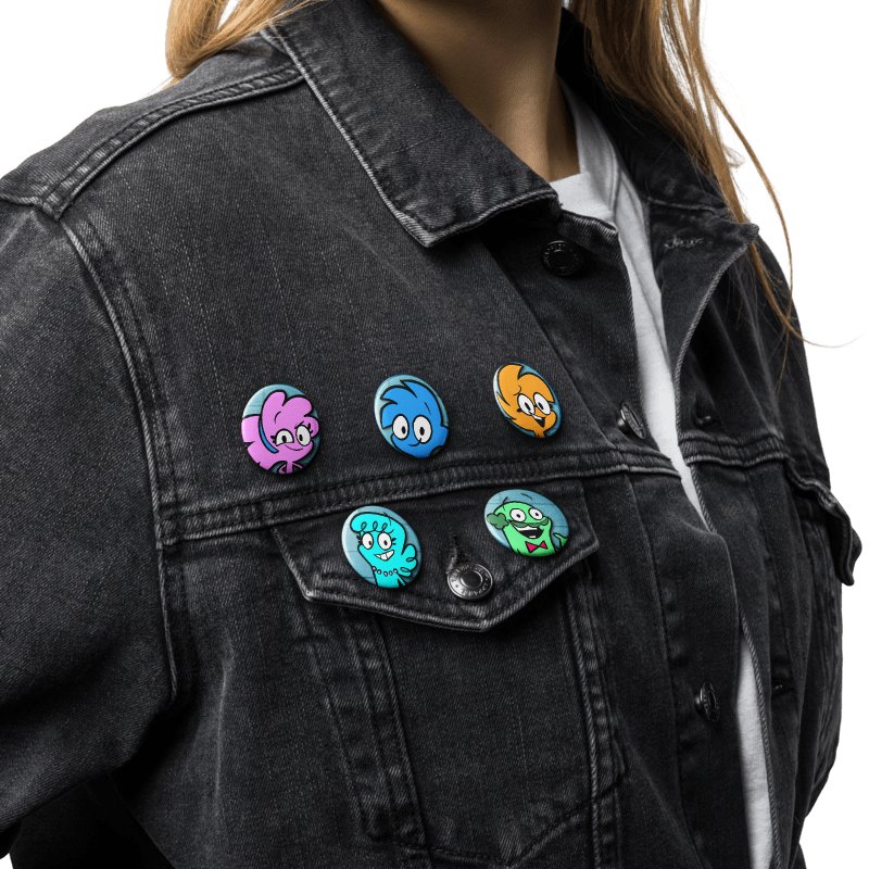 Cartoon Safety Pin Buttons Set 1 product image (6)