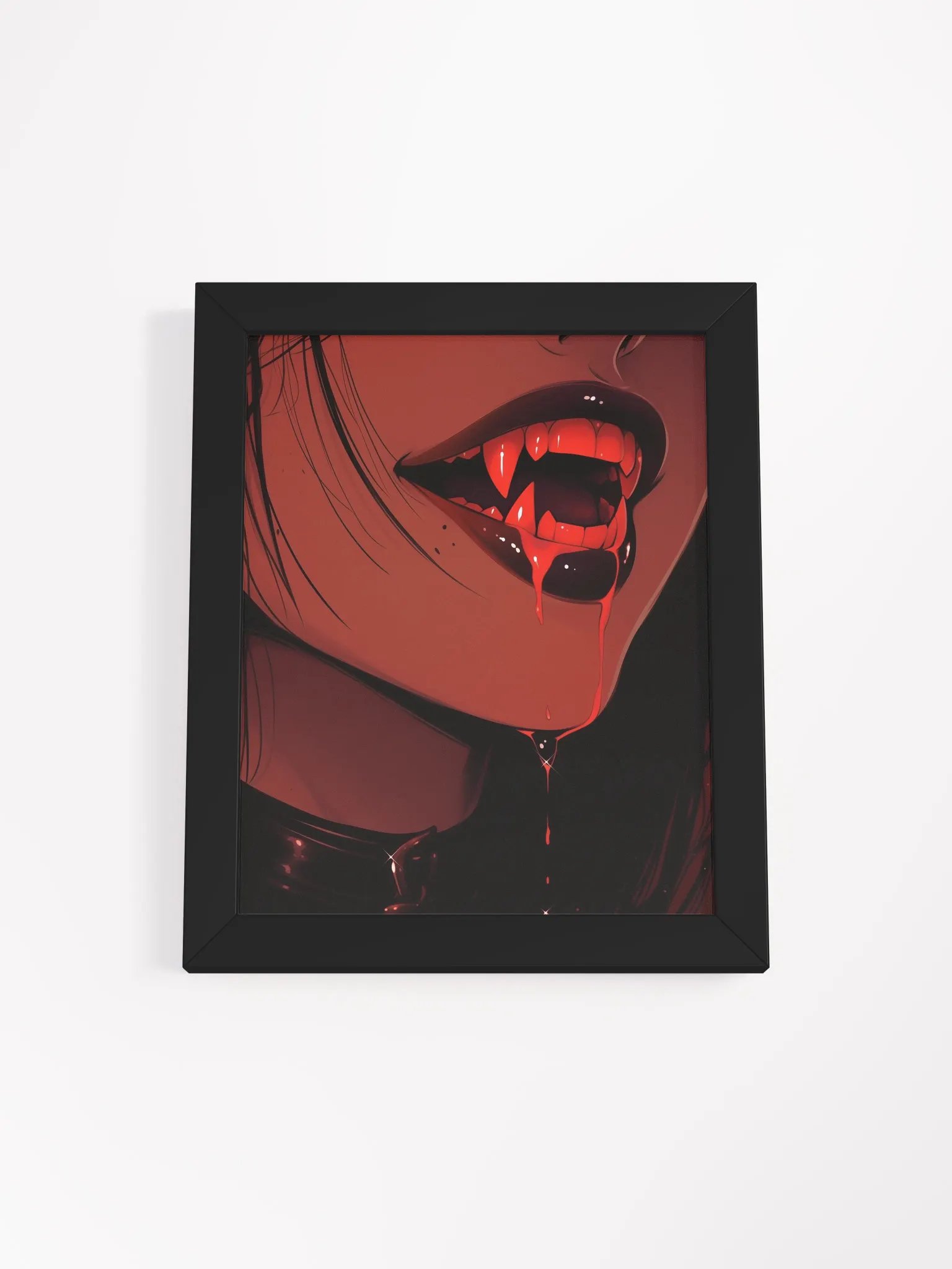Bloody Vampiric Fangs Framed Poster product image (1)