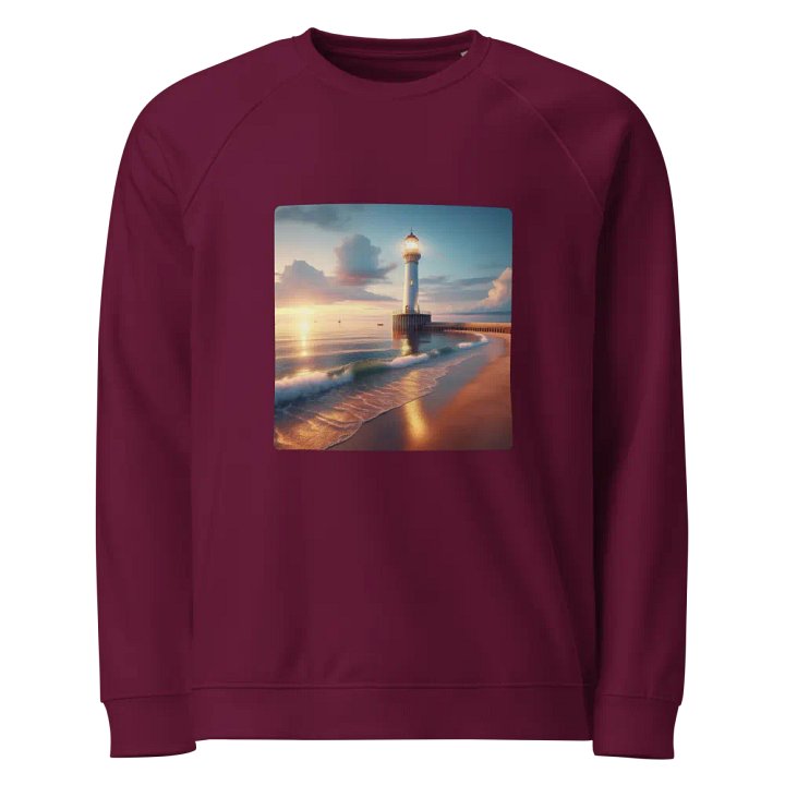 Sunset Serenity Lighthouse Organic Sweatshirt | Ai Design product image (1)