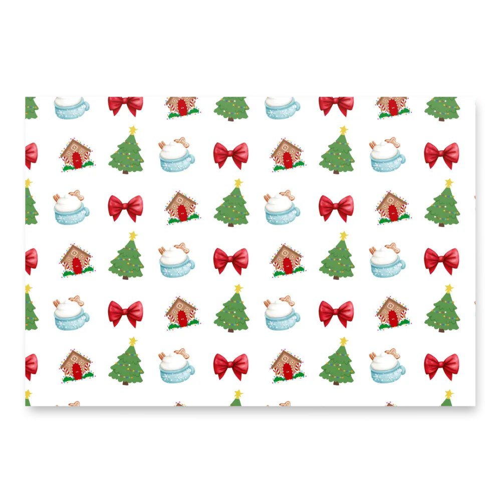 Christmas Cheer Wrapping Paper Set (3 Sheets) - Holiday Icons, Snowmen & Penguins, Festive Dots product image (1)