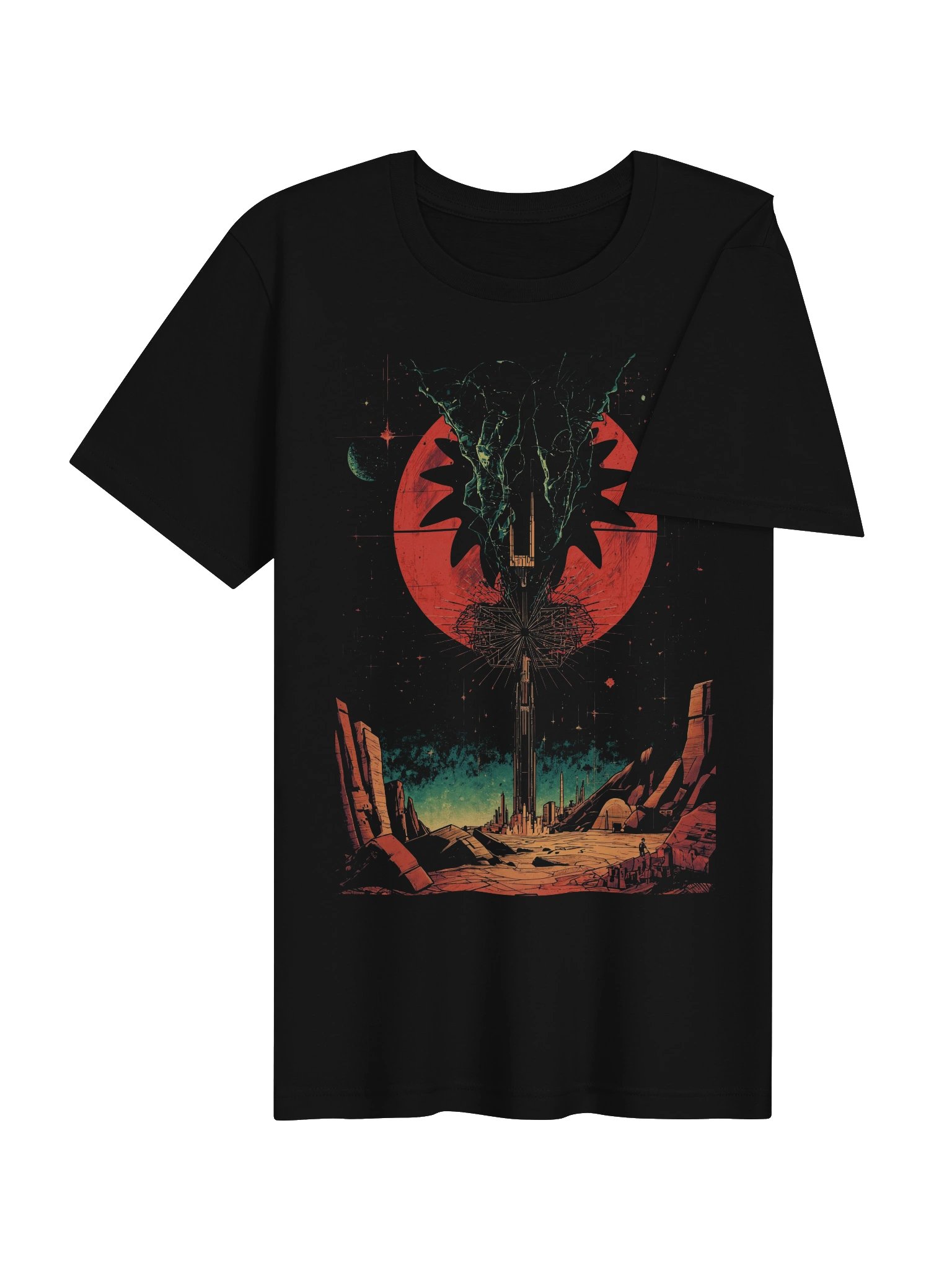 Retro-Futurist Eclipse Tower Lightweight T-Shirt product image (7)