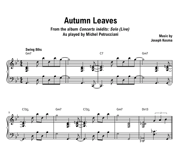 Michel Petrucciani - Autumn Leaves (Concerts inédits) - Sheet music (PDF) product image (1)