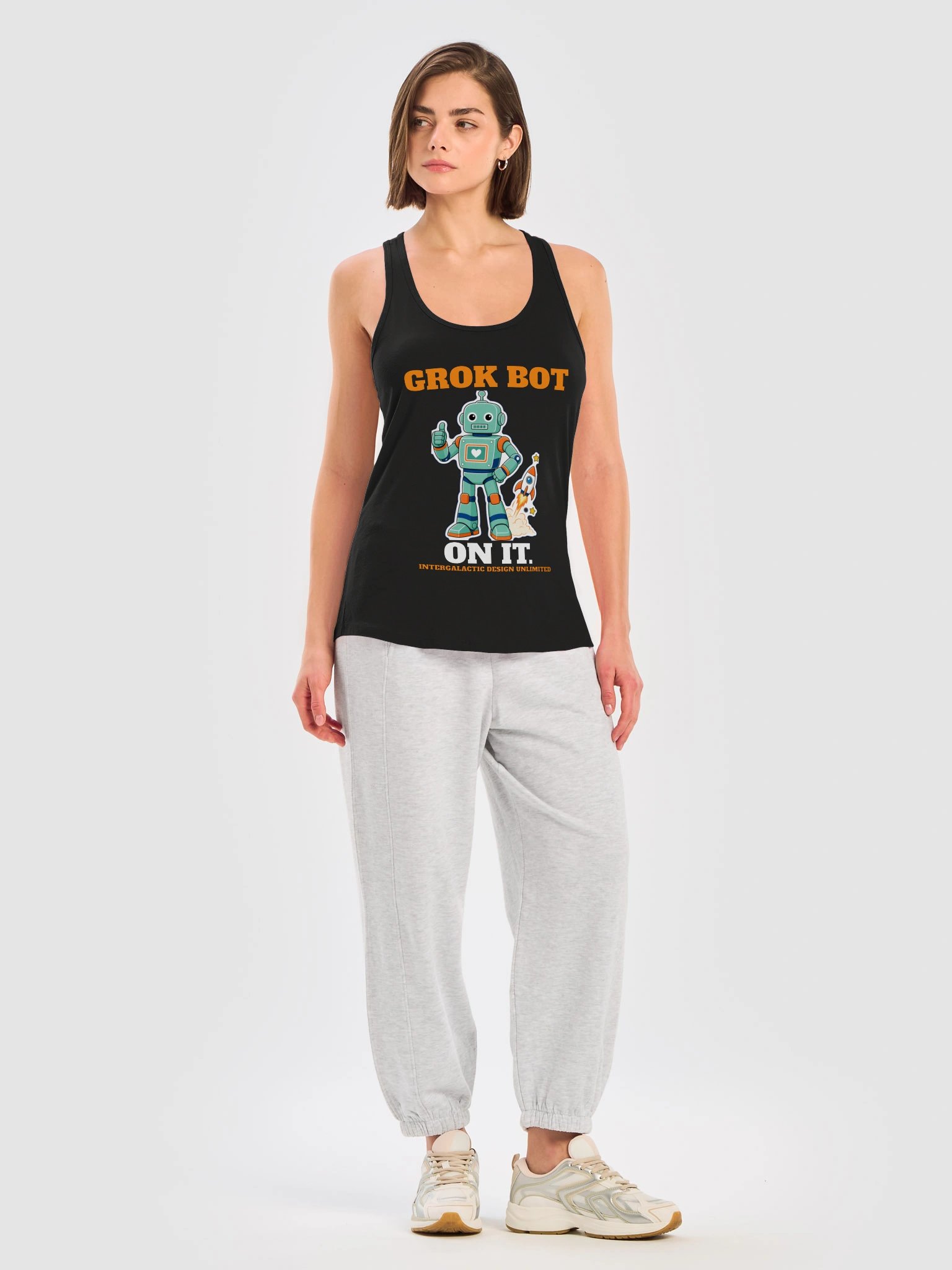 Grok Bot Women's Racerback Tank (Black) product image (5)