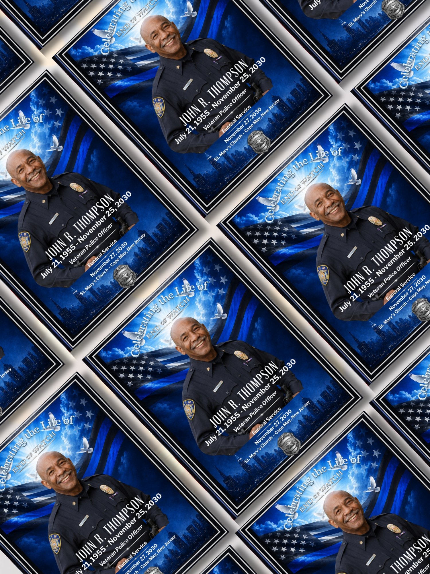 Police Officer Funeral Program & Obituary Template for Canva with QR Code product image (7)