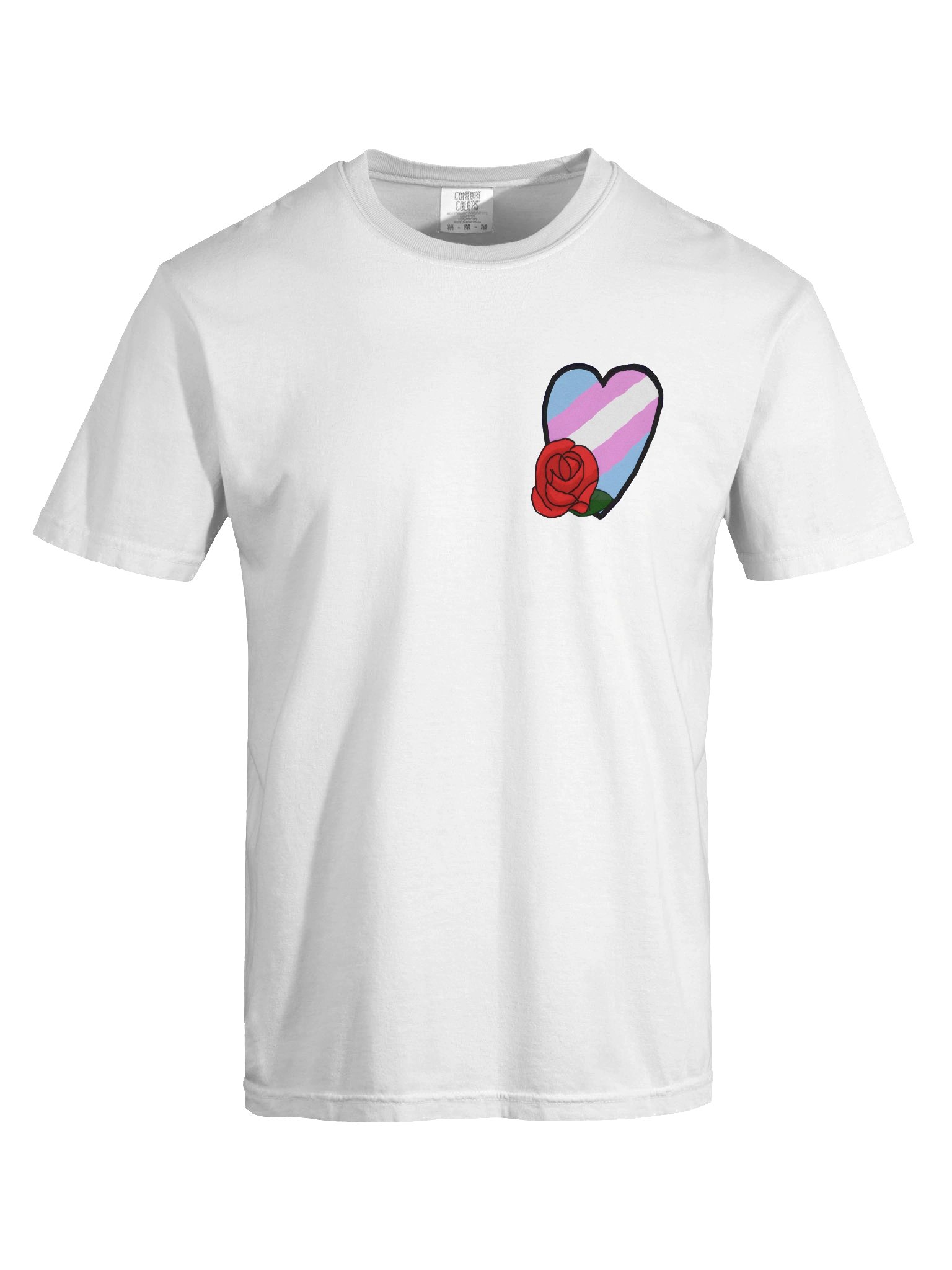 Rose Trans Pride Heart White Tshirt product image (7)