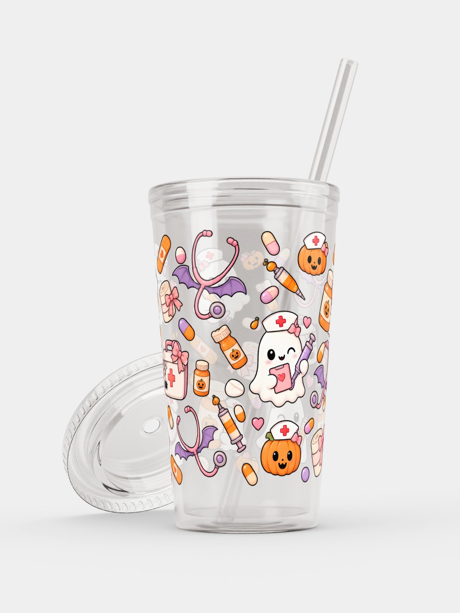 Halloween X Nurse Mashup Clear Wall Tumbler 16 Oz (473 ml) product image (7)
