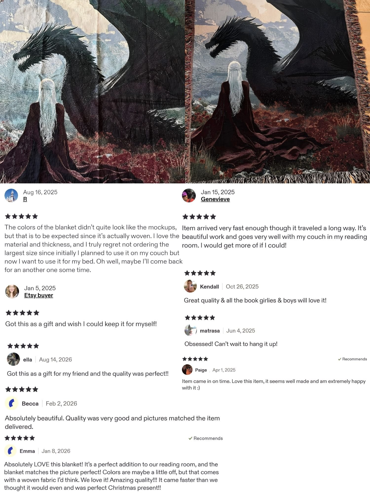 Mother of Dragons: Khaleesi and Drogon Woven Blanket product image (2)
