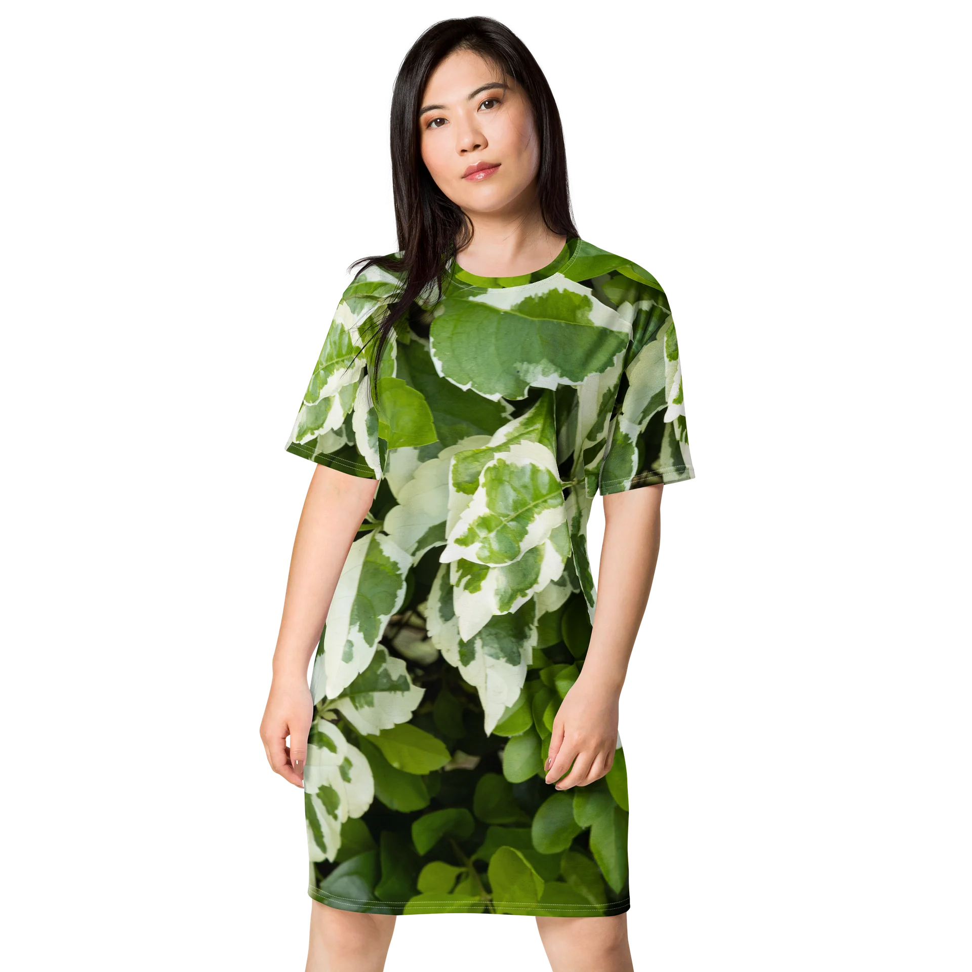 Moss & Parch All-Over Print Earthy Forest Green T-Shirt Dress product image (1)