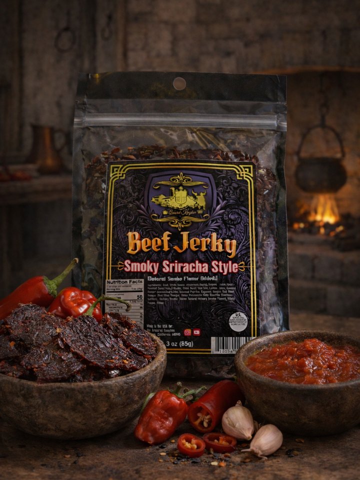The Armored Kingdom Smoky Sriracha Style Jerky product image (1)