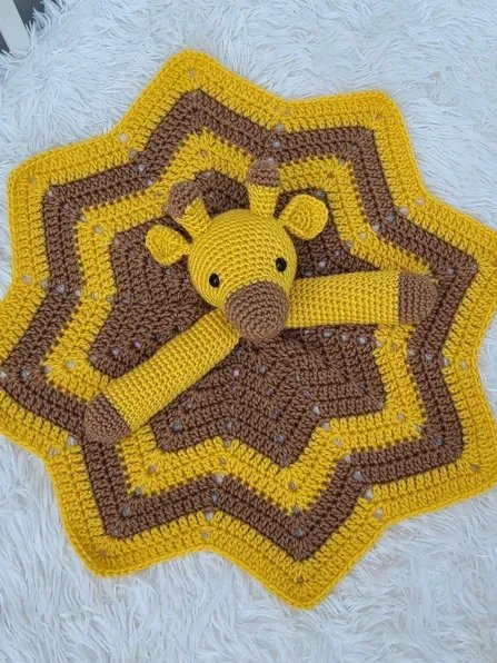 Crochet Giraffe Lovey Blanket Pattern, Safari Baby Comforter PDF Pattern - Crafting Happiness product image (1)