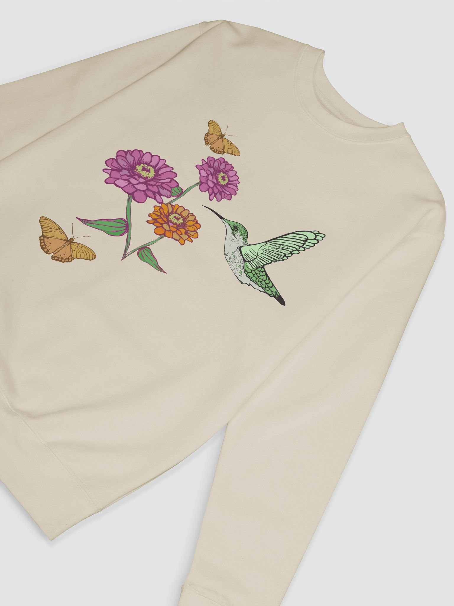Hummingbird Butterfly Zinnia Sweatshirt product image (6)