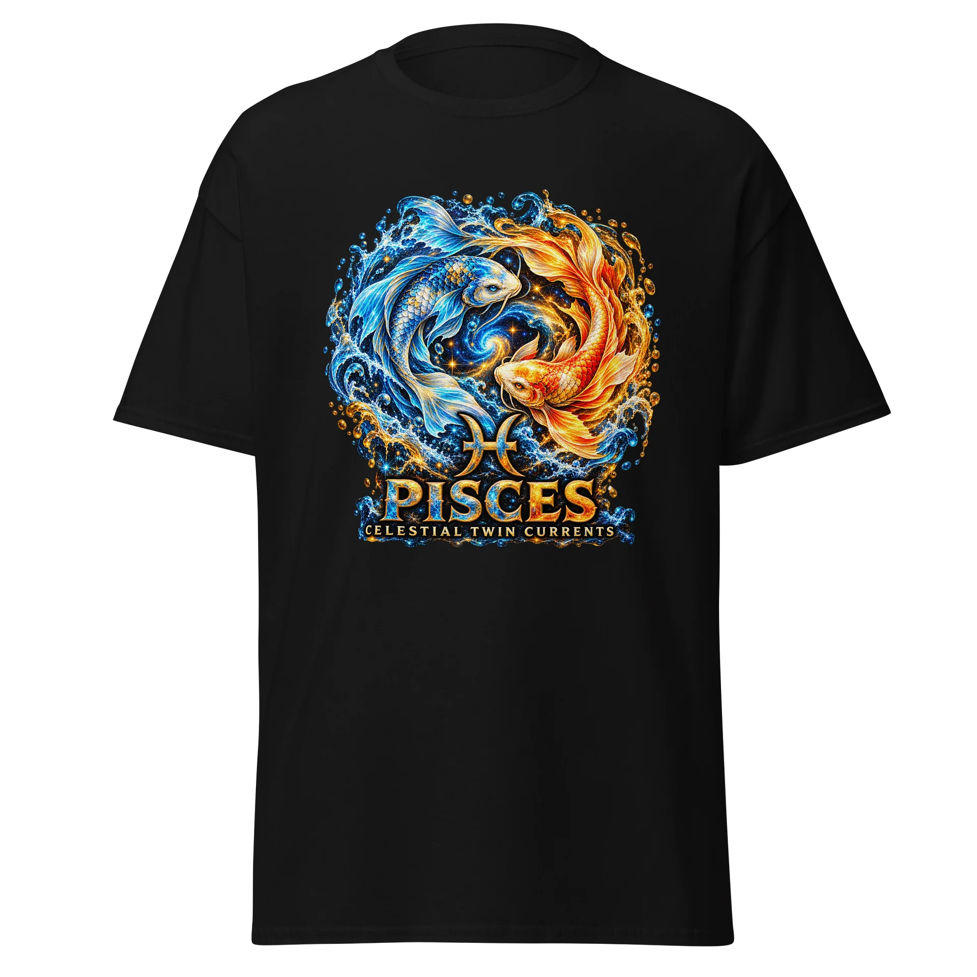 Celestial Twin Currents — Pisces Zodiac Tee product image (1)