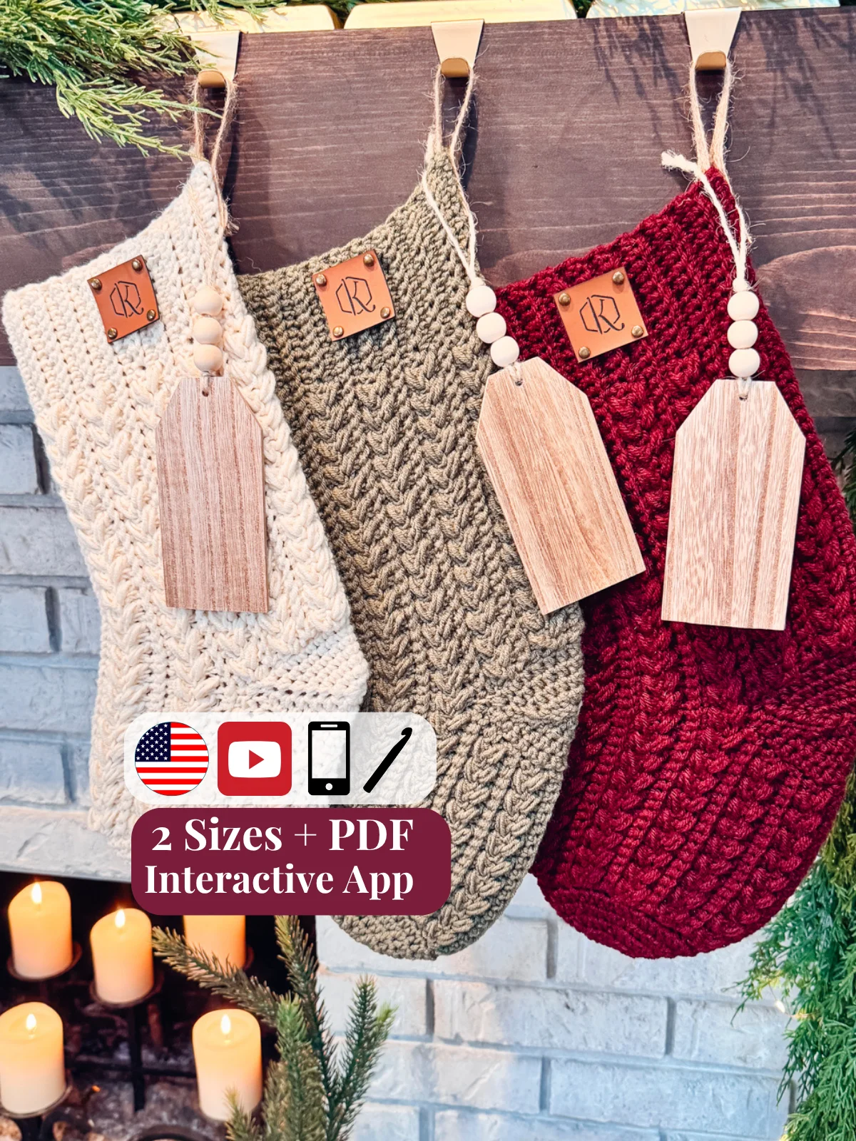 Festive Snowy Wheat Crochet Stocking Pattern product image (1)