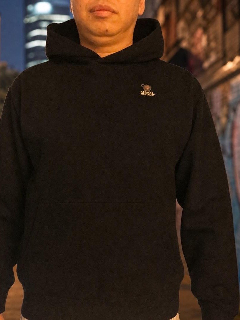 Leopard Mentality™ Calligraphy Hoodie | Urban Streetwear Black Pullover product image (3)
