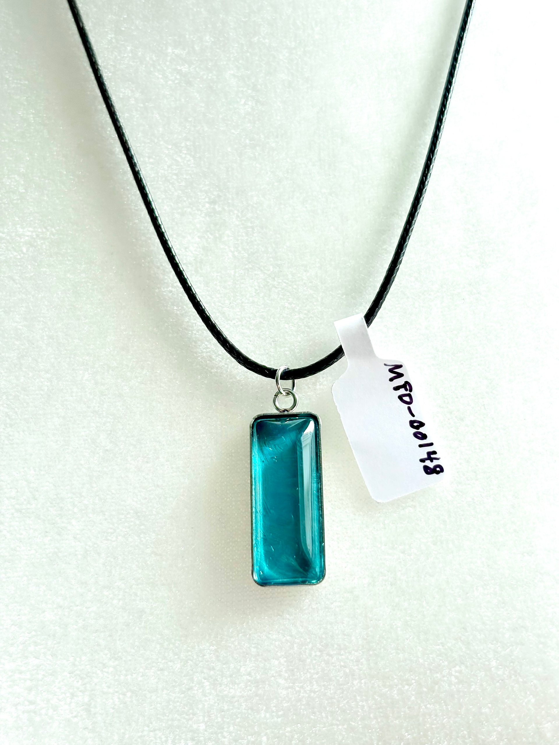 MFD-00148 | Electric Tide Pendant Necklace | Blue | Rectangle Cabochon | Monique Faella Designs™ product image (4)
