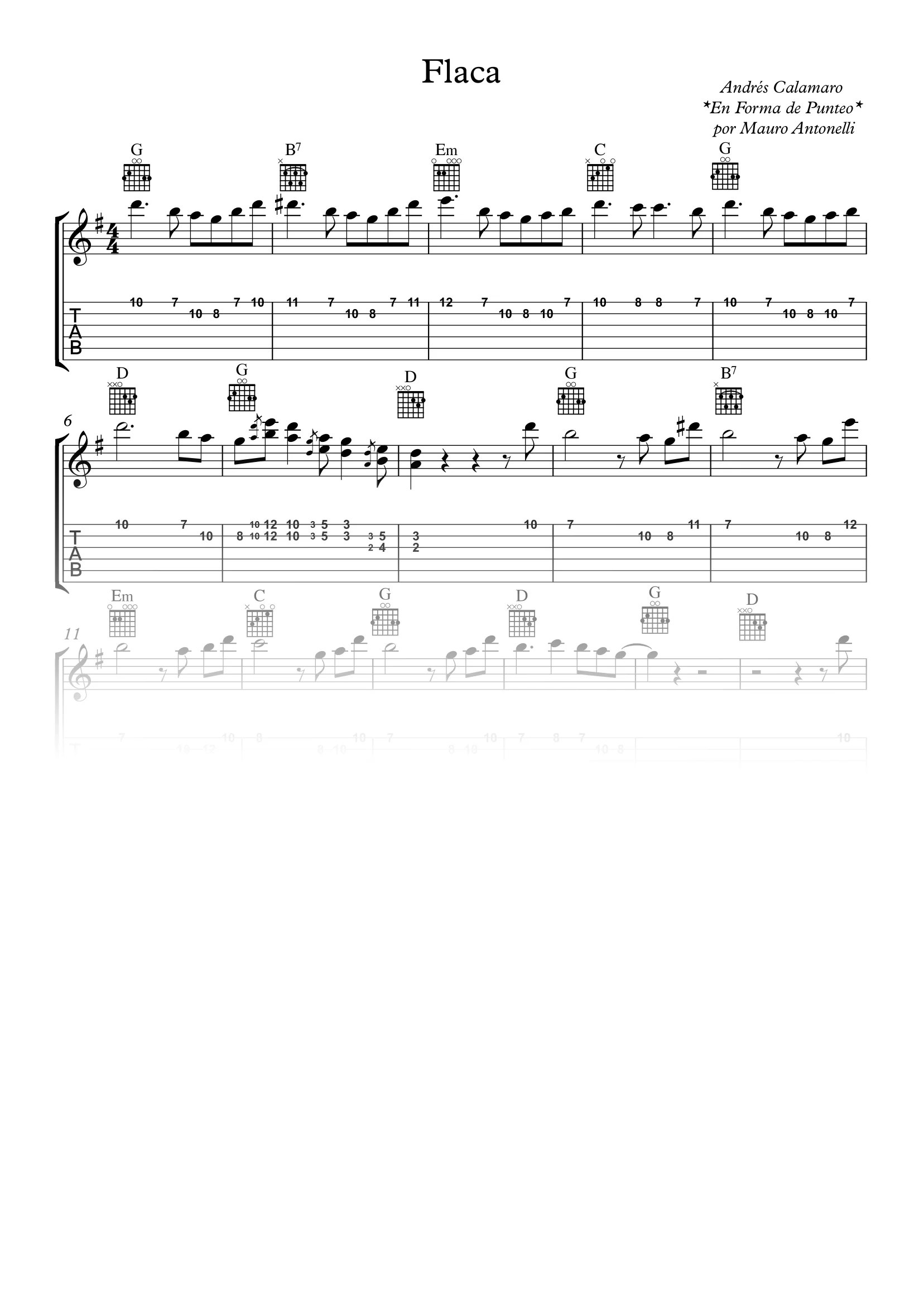 Flaca - Partitura + Tab + Acordes + Pista product image (1)
