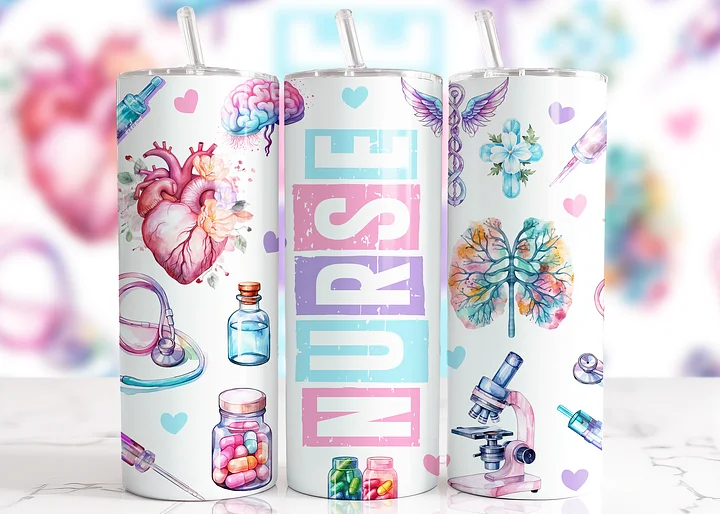 Whimsical Nurse Watercolor Stainless Steel Tumbler product image (2)