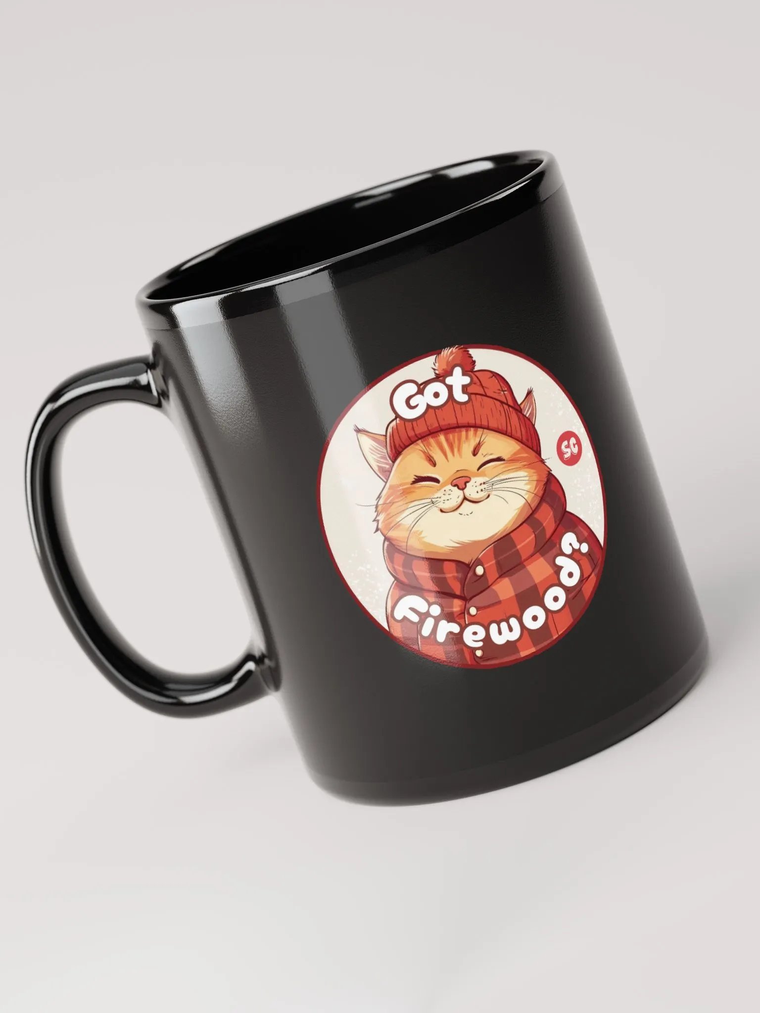 Cozy Cat - Got Firewood? | Black Glossy Mug product image (6)