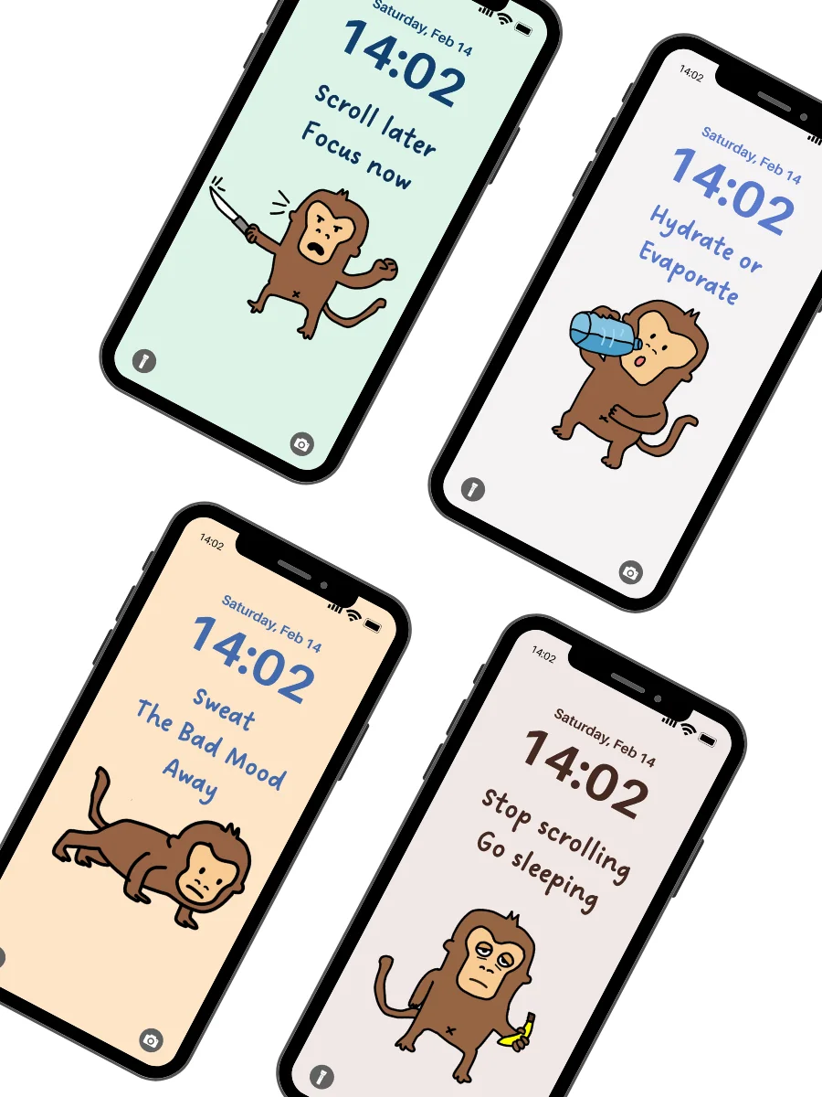 Phone Wallpapers: Monkey Daily Reminders (4-Pack) product image (1)